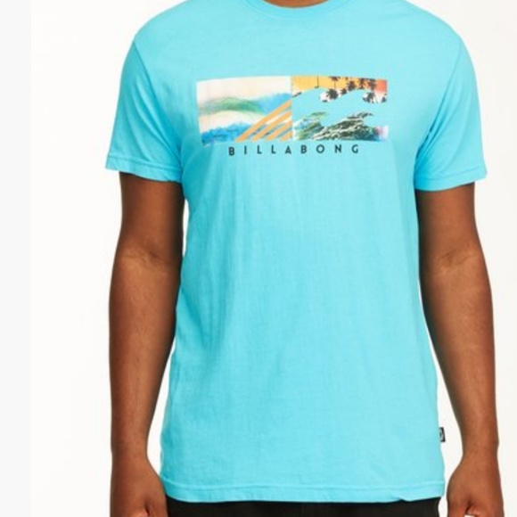 billabong Inverse wave photo urquoise blue surf short sleeve t-shirt men's New M